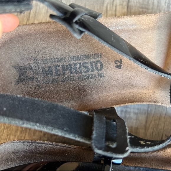 Mephisto Wedges Sandals Black Patent Leather Size 42 - Picture 7 of 9